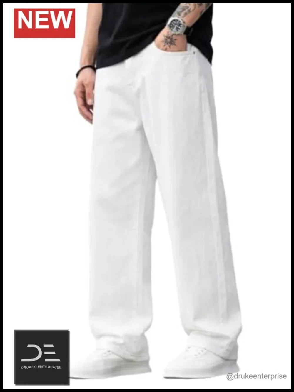 Men's Baggy Hip Hop Jeans Y2k Wide Leg Denim Pants Relaxed Fit Skater Trousers